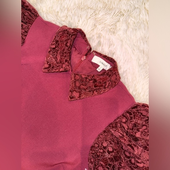 NWOT Likely WILLIAMS collar mini DRESS in Fig purple Size 2 - Picture 3 of 5